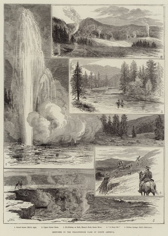 Szkice w Parku Yellowstone w Ameryce Północnej autorstwa Alfred W. Cooper