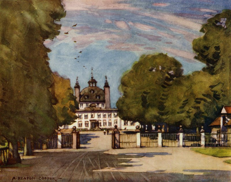 Dania: Pałac Fredensborg (kolor lito) autorstwa Alfred Heaton Cooper