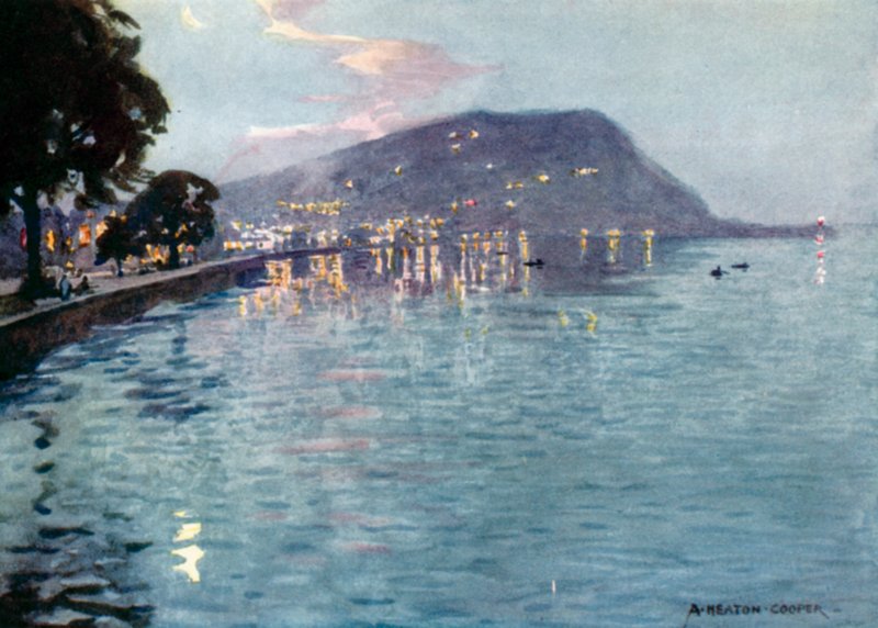 Minehead by Moonlight (kolor lito) autorstwa Alfred Heaton Cooper