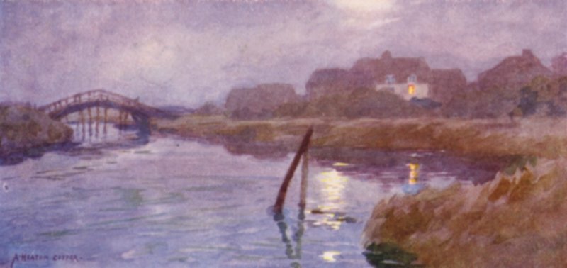 Walberswick, Suffolk, Księżyc i światło lampy autorstwa Alfred Heaton Cooper