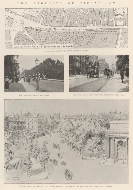 Poszerzenie Piccadilly autorstwa Alfred Hugh Fisher
