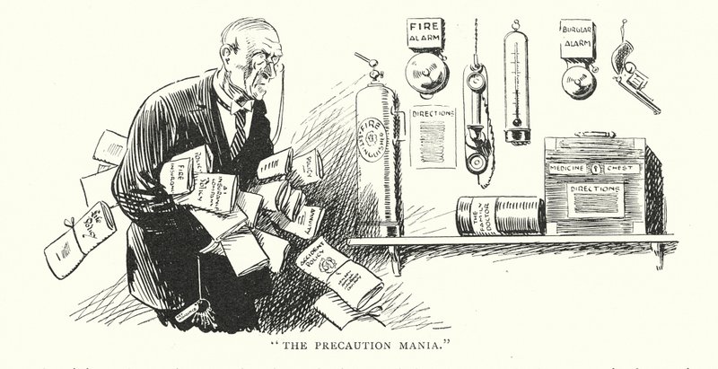 Mania ostrożności (litografia) autorstwa Alfred Leete