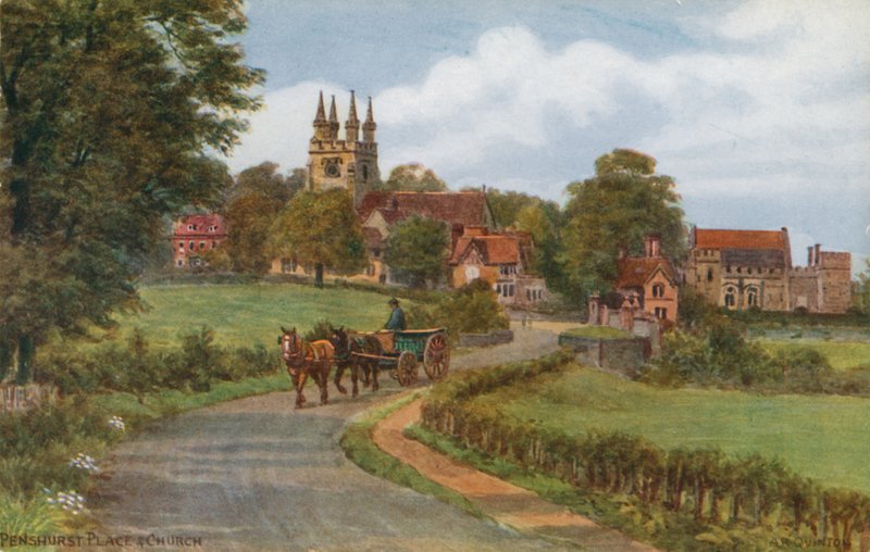 Penhurst Place and Church (kolor lito) autorstwa Alfred Robert Quinton