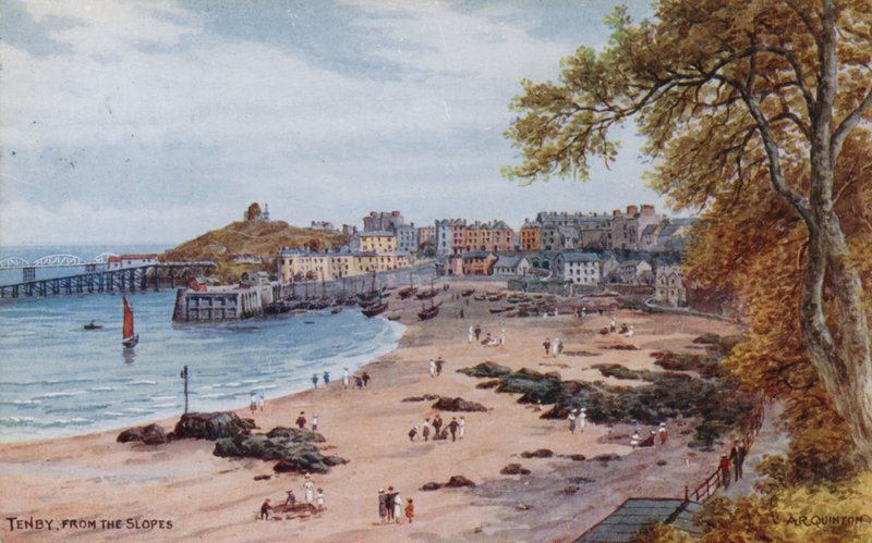 Tenby, From The Slopes (kolor lito) autorstwa Alfred Robert Quinton