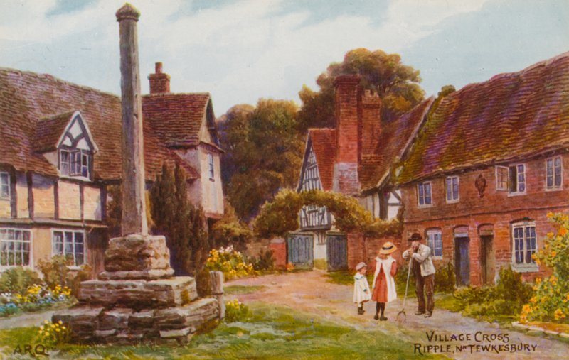 Village Cross, Ripple w pobliżu Tewkesbury autorstwa Alfred Robert Quinton