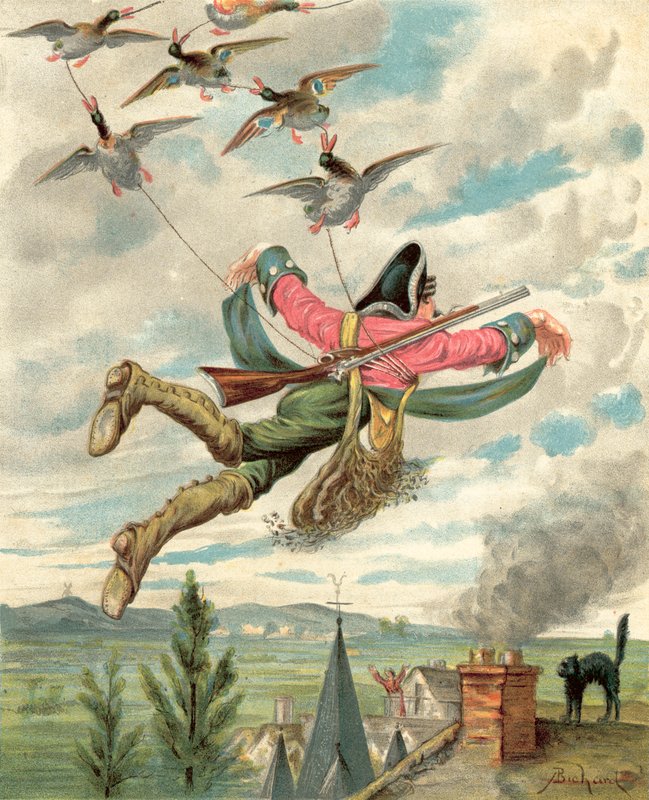 Przygody Barona Munchausena (chromolitho) autorstwa Alphonse Adolphe Bichard