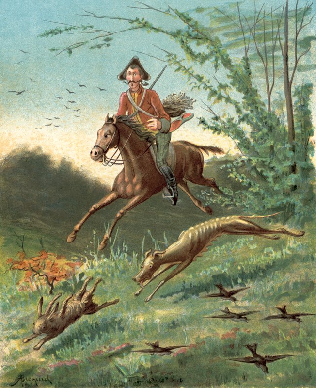 Przygody Barona Munchausena (chromolitho) autorstwa Alphonse Adolphe Bichard