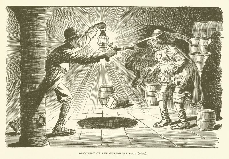 Odkrycie spisku prochowego (1605) autorstwa American School