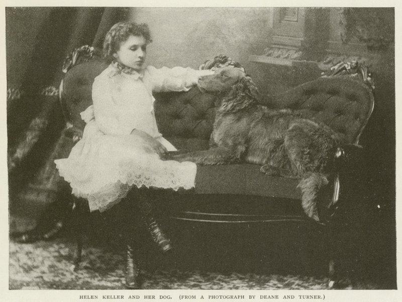 Helen Keller i jej pies autorstwa American Photographer
