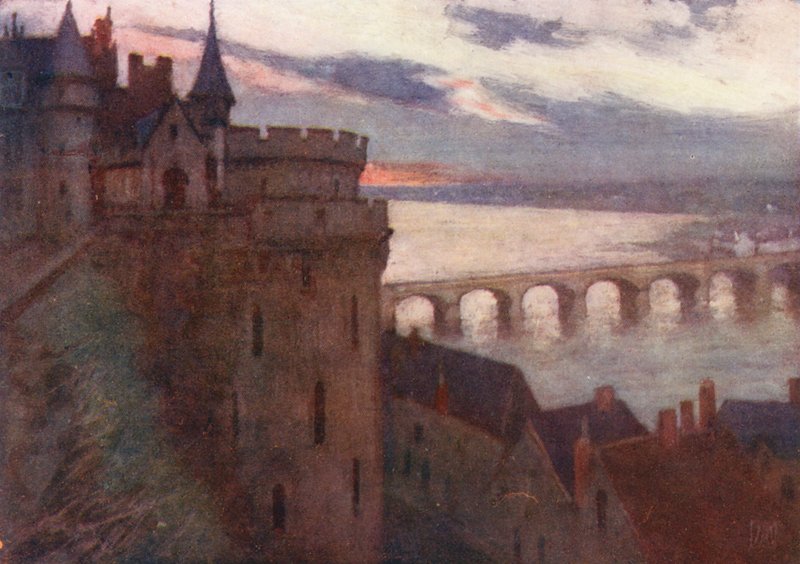 Amboise z tarasu (kolorowa litografia) autorstwa Amy B. Atkinson