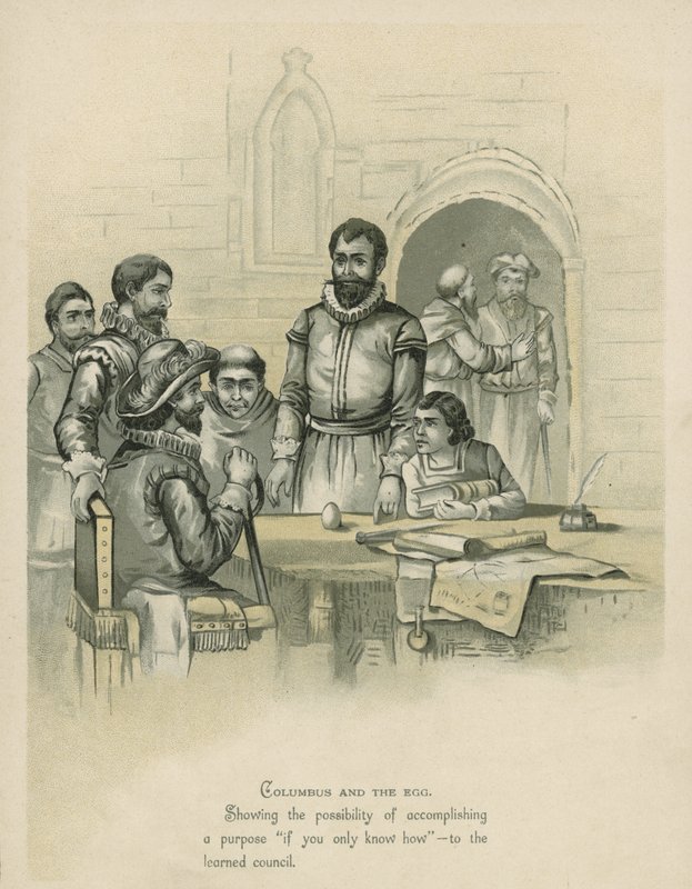 Kolumb i jajko (chromolitho) autorstwa Andrew Melrose