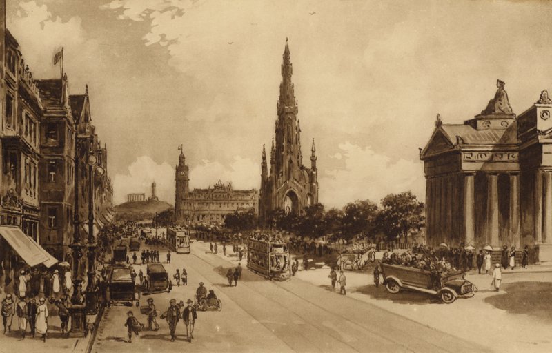 Edynburg: Princes Street od Kopca (lito) autorstwa Andrew Allan