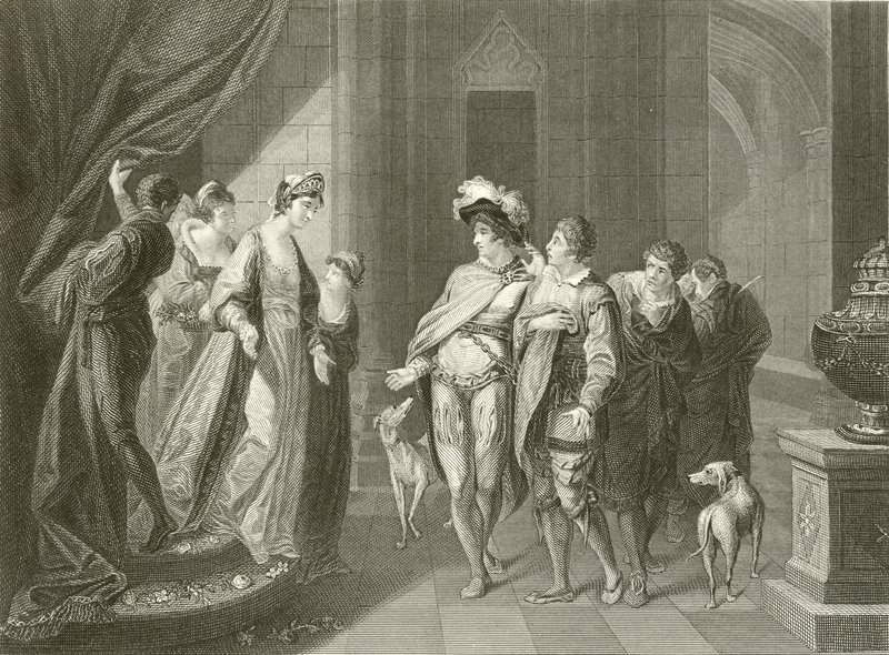 Rozmowa między Edgarem a Elfridą autorstwa Angelica Kauffmann