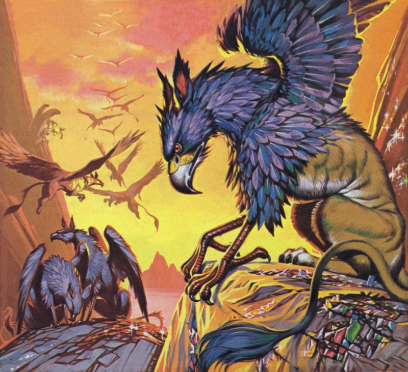Gryfony (kolorowa litografia) autorstwa Angus McBride