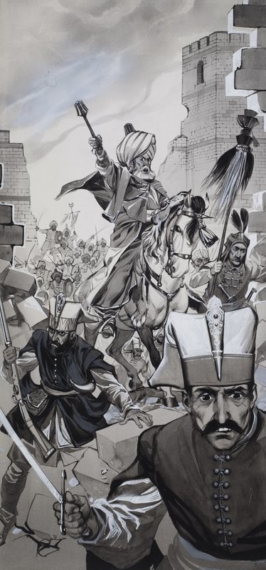 Upadek Konstantynopola (gwasz na papierze) autorstwa Angus McBride