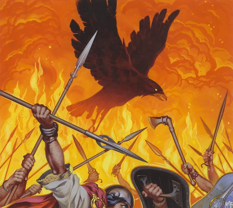 Morrigan (gwasz na papierze) autorstwa Angus McBride
