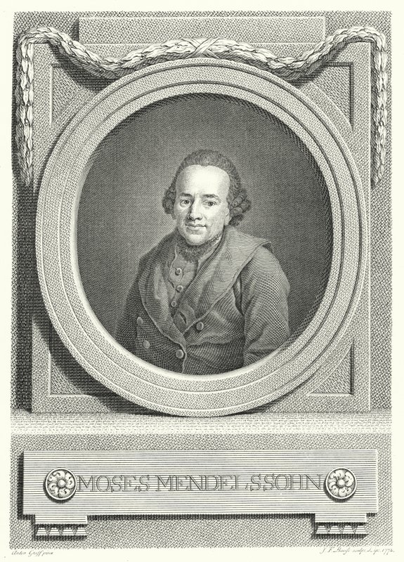 Moses Mendelssohn, niemiecki filozof żydowski (grafika) autorstwa Anton (after) Graff