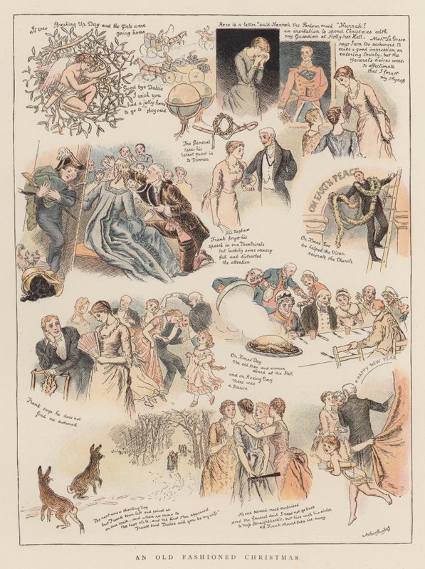 Staromodne Boże Narodzenie (chromolitho) autorstwa Arthur Hughes