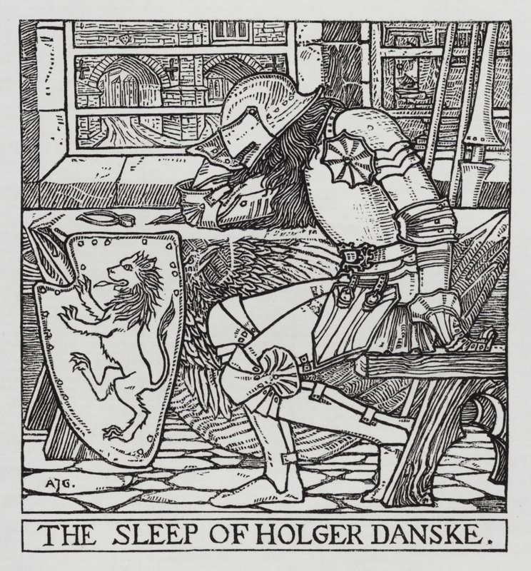Hans Christian Andersen: Holger Danske (lito) autorstwa Arthur Joseph Gaskin