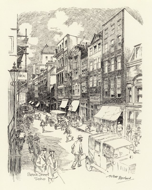 Beak Street, Soho (litografia) autorstwa Arthur Moreland