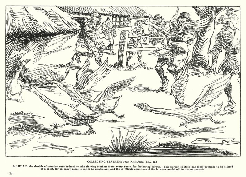 Zbieranie piór do strzał (litografia) autorstwa Arthur Moreland