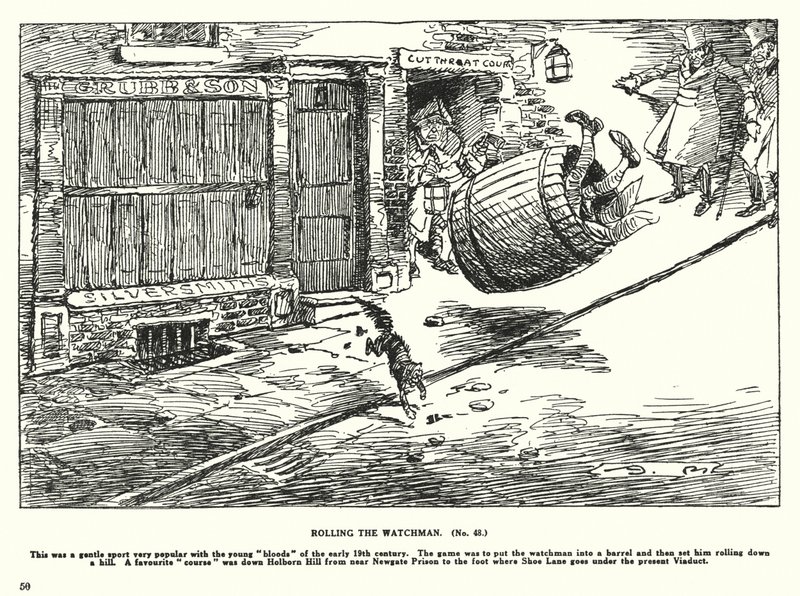 Rolling the Watchman (litografia) autorstwa Arthur Moreland