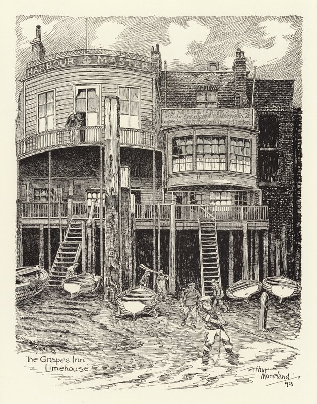 The Grapes Inn, Limehouse (litografia) autorstwa Arthur Moreland
