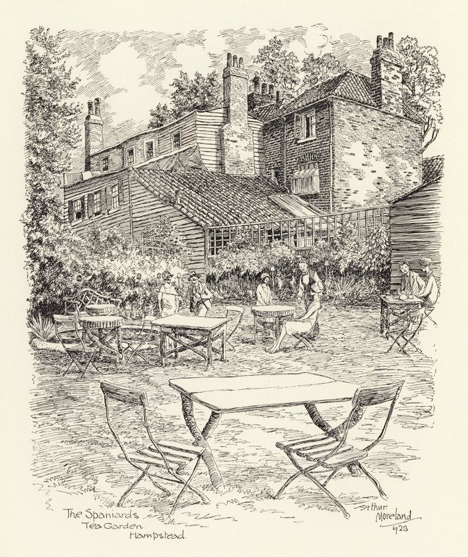 The Spaniards Tea Garden, Hampstead (litografia) autorstwa Arthur Moreland