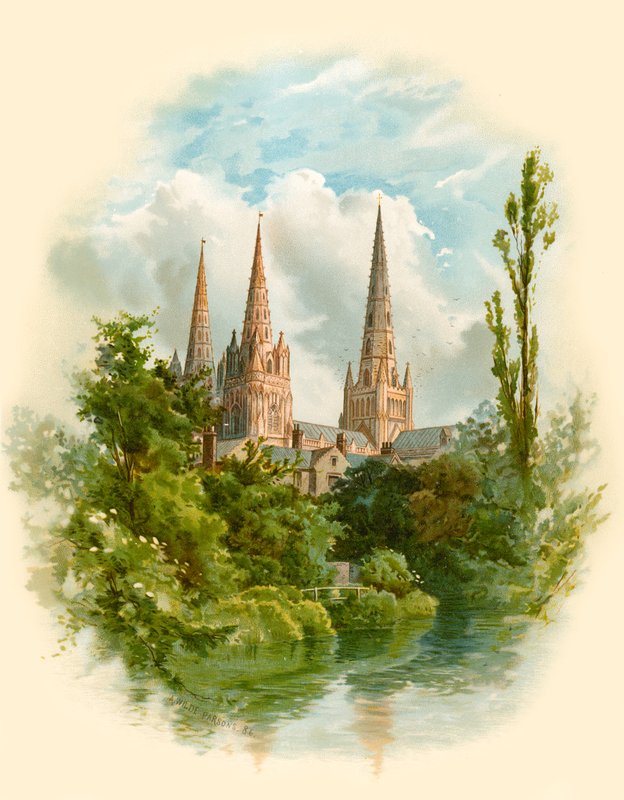 Katedra w Lichfield, Południowy Zachód autorstwa Arthur Wilde Parsons