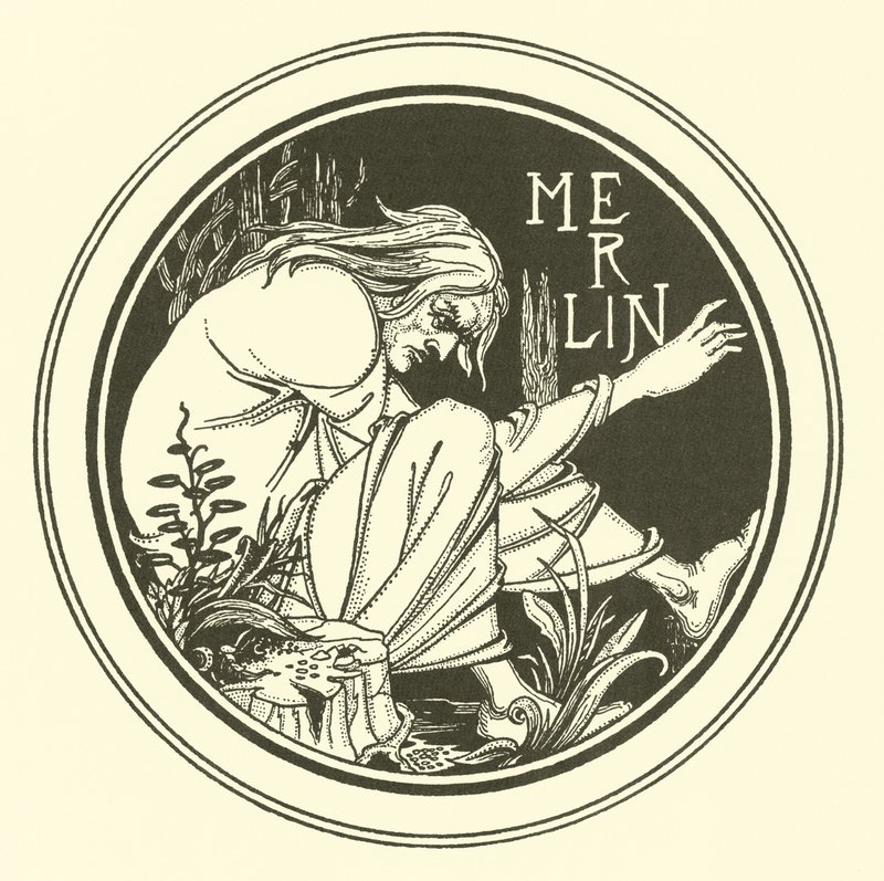 Merlin (litografia) autorstwa Aubrey (after) Beardsley