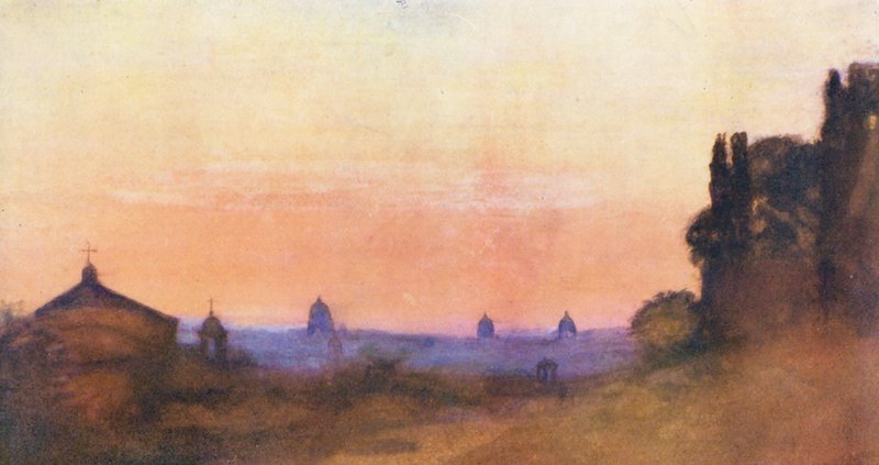 Rzym: Widok z Palatynu (kolorowa litografia) autorstwa Aubrey Waterfield