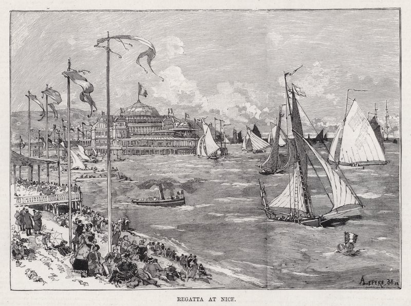 Regaty w Nicei (grawerowanie) autorstwa Auguste Lepere