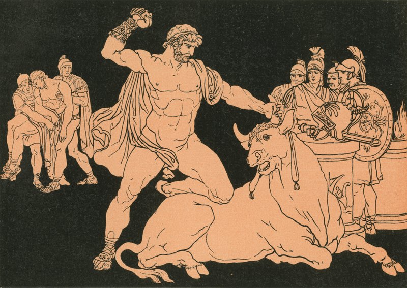 Entellus zabija Byka autorstwa Bartolomeo Pinelli