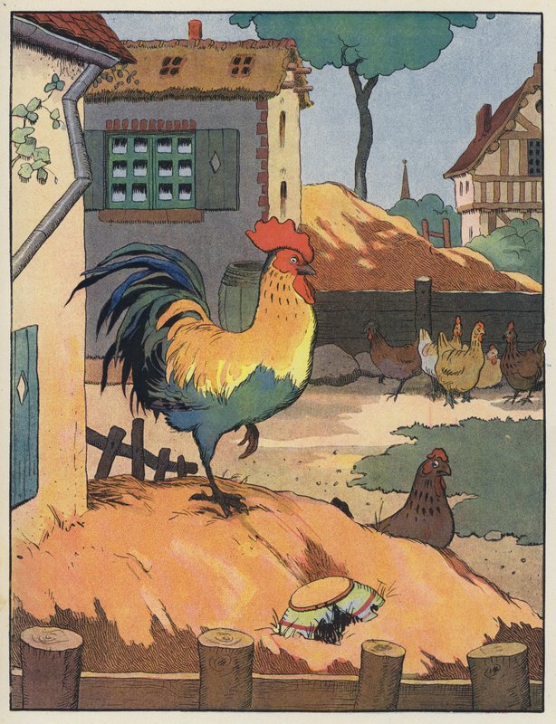 Kogucik i kury w obejściu autorstwa Benjamin Rabier