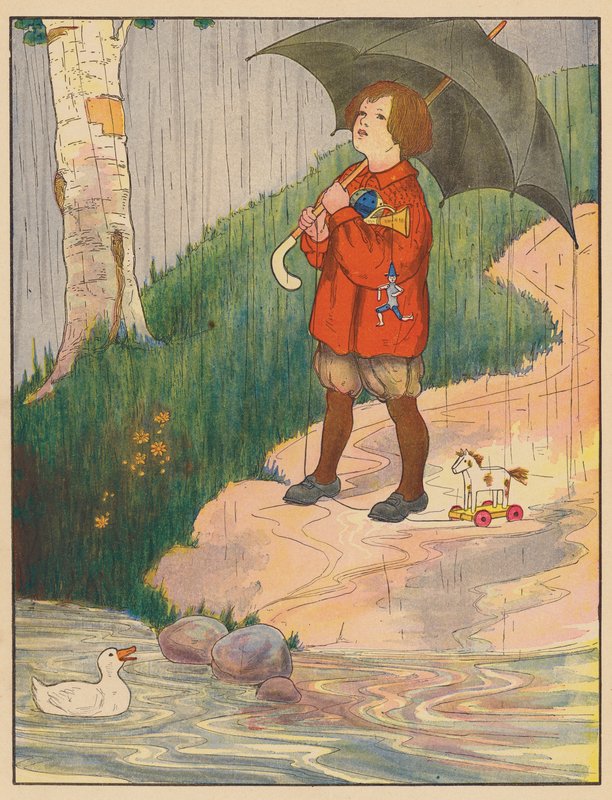 Rymowanka: Deszcz (kolorowa litografia) autorstwa Blanche Fisher Wright