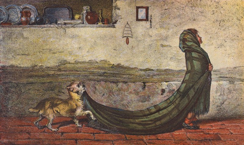 The Train Bearer (kolorowa litografia) autorstwa Briton (after) Riviere