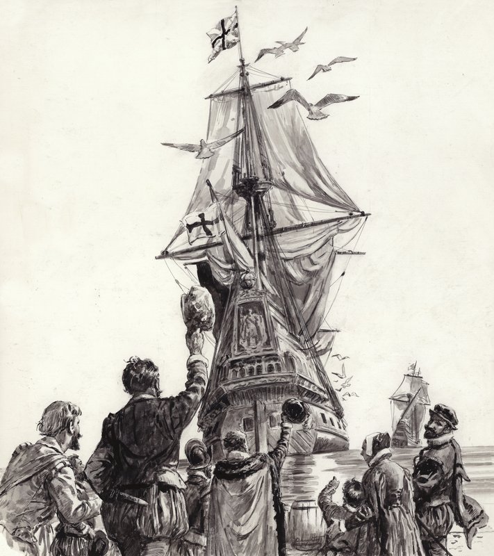 Złoty Hind (gwasz na papierze) autorstwa C.L. Doughty
