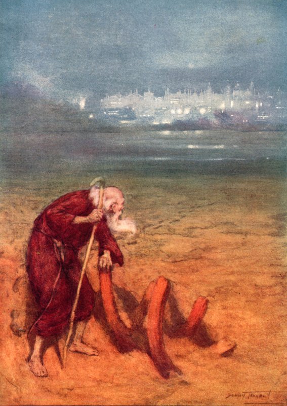Zaginiony ląd (litografia kolorowa) autorstwa C. Dudley (after) Tennant