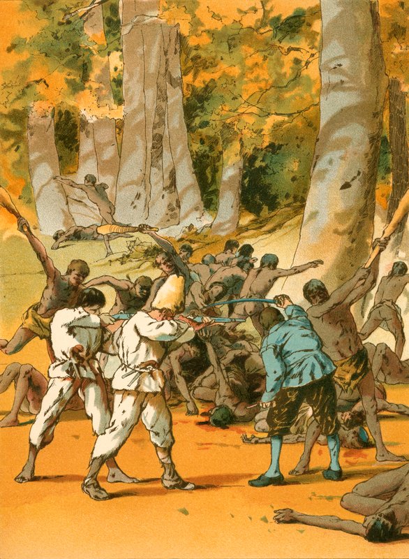 Krwawy konflikt dla Robinsona Crusoe autorstwa Carl Marr