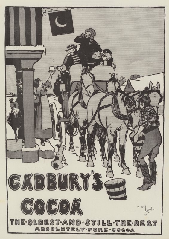 Reklama, Kakao Cadbury (grawerowanie) autorstwa Cecil Charles Windsor Aldin