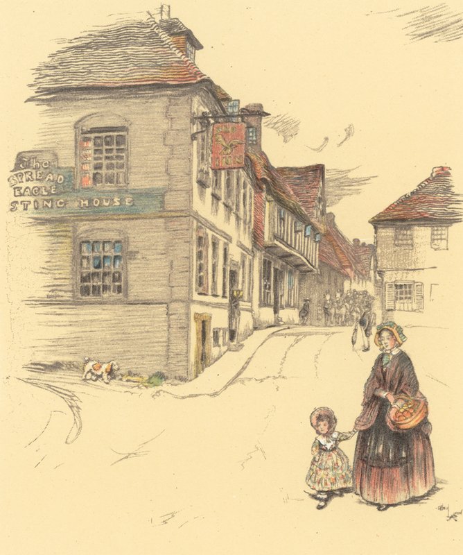 Rozpościerający się orzeł, Midhurst autorstwa Cecil Charles Windsor Aldin