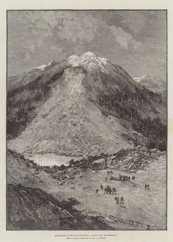 Osuwisko w Schachenthal, Canton Uri, Szwajcaria autorstwa Charles Auguste Loye
