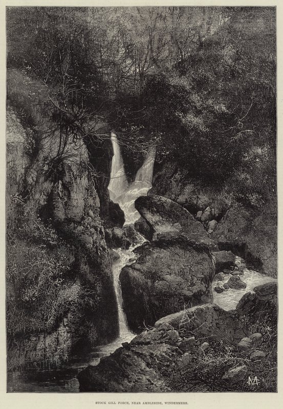 Stock Gill Force, niedaleko Ambleside, Windermere autorstwa Charles Auguste Loye