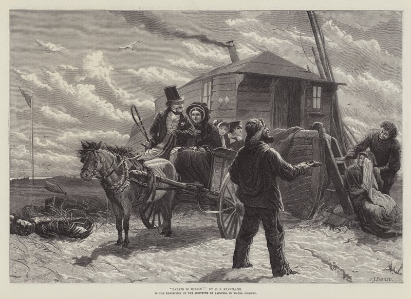 Barkis to Willin, na Wystawie Instytutu Malarzy w Farbach Wodnych autorstwa Charles J. Staniland