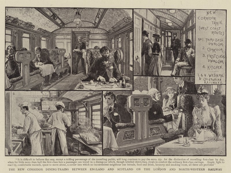 Nowy korytarz Dining-Trains między Anglią i Szkocją na London and North-Western Railway autorstwa Charles J. Staniland