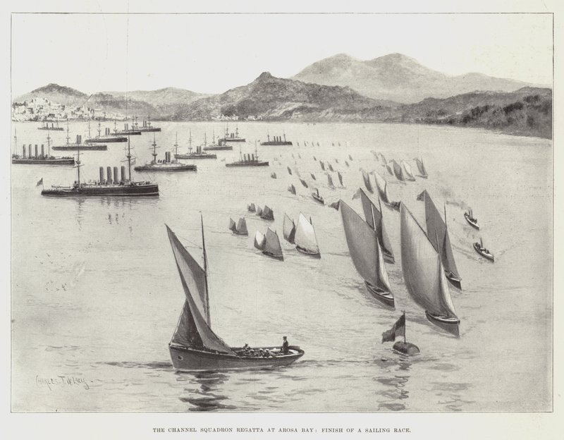 Regaty Channel Squadron w Arosa Bay, zakończenie regat żeglarskich autorstwa Charles John de Lacy