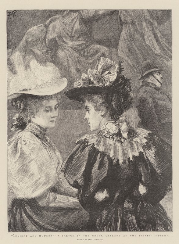Starożytny i nowoczesny, szkic w Galerii Greckiej w British Museum autorstwa Charles Paul Renouard