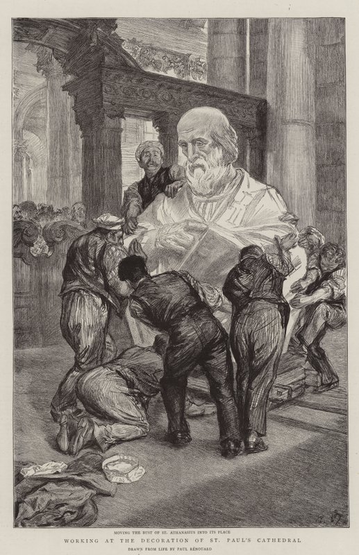 Praca przy dekoracji katedry św. Pawła autorstwa Charles Paul Renouard