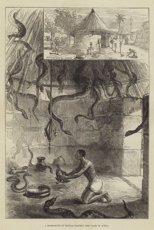 Dom Węży w Whydah, Dahomey, Zachodnie Wybrzeże Afryki autorstwa Sir John Charles Robinson