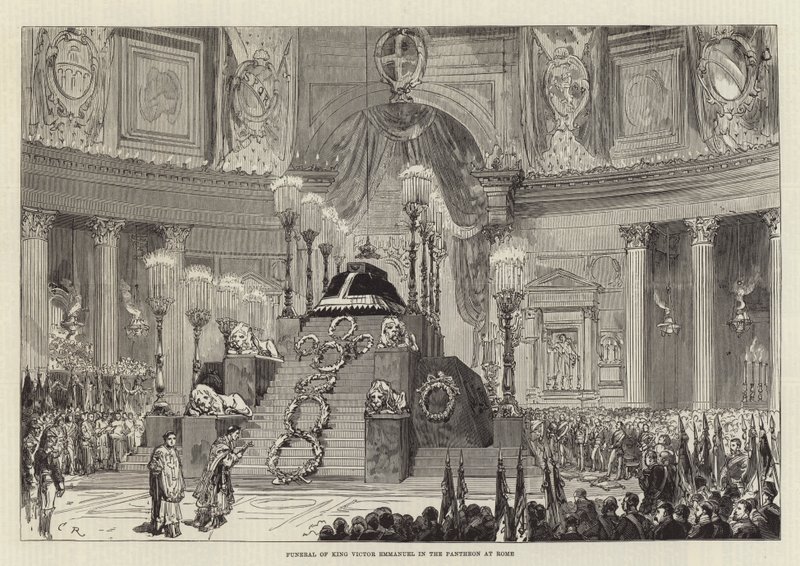 Pogrzeb króla Wiktora Emanuela w Panteonie w Rzymie autorstwa Sir John Charles Robinson